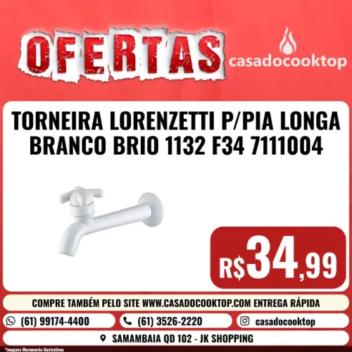 TORNEIRA LORENZETTI P/PIA LONGA BRANCO BRIO 1132 F34 7111004