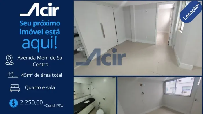 Apartamento quarto e sala para alugar, 45m² por R$ 2.250,00/mês - Centro - Rio de Janeiro/