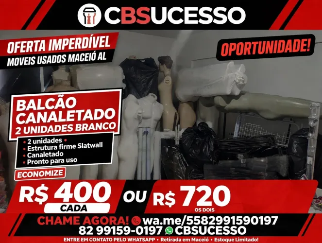 Balcão Canaletado Slatwall 2 Unidades Branco - R$400 Cada - Maceió