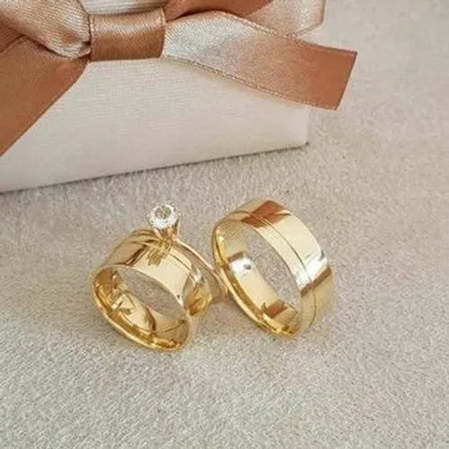 Par de Alianças e Anel Solitário 