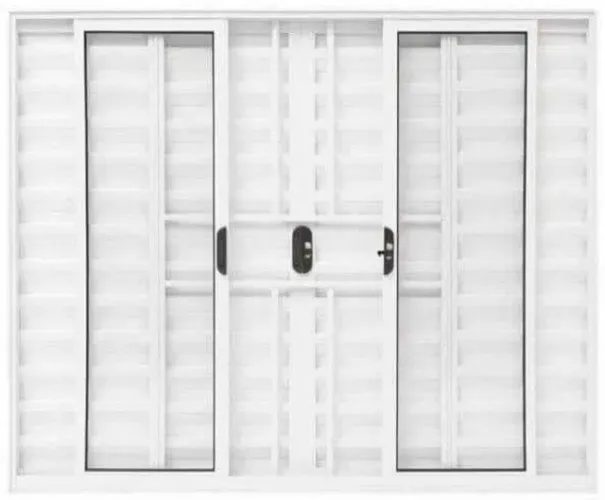 Veneziana 6 Fls 100X100 Alumínio branco com grade - frete a/c