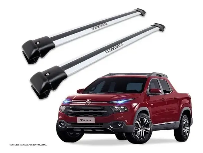 Travessa de Teto Larga Projecar Fiat Toro em Alumínio - Preto / Prata