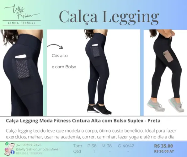 Calça legging com bolso 