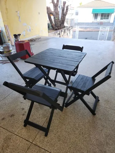 Jogo mesa 70x70 - 4 cadeiras - PRETO