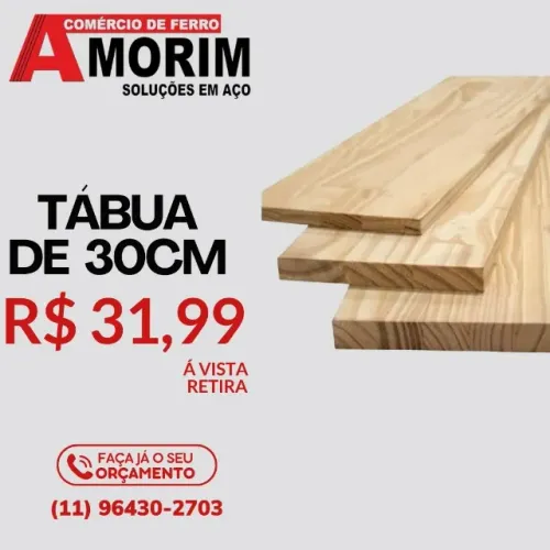 Tabua de pinus 30cm 3 metros 