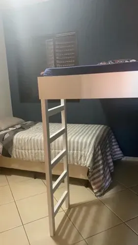 Cama Solteiro de Madeira e MDF com escada