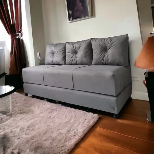 Inacreditável Sofa Cama 3 lugares Almofadas Soltas e encosto direto de fábrica 
