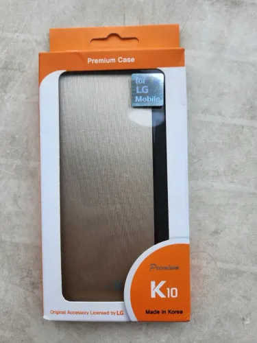 Capa protetora original para LG K10 quick cover clean-up dourada
