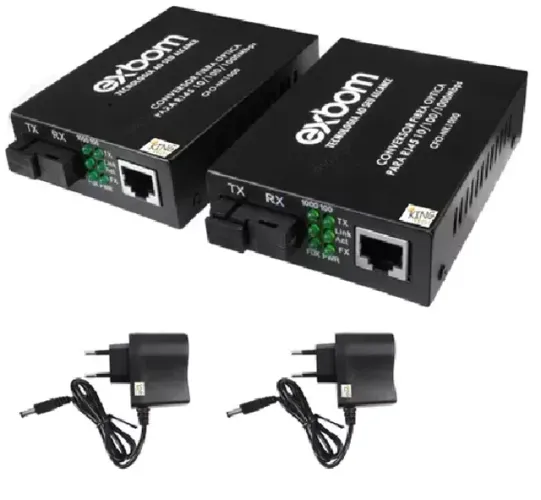 Par Conversor Mídia Fibra Óptica A+b Gigabit 1000 Mbps Rj45
