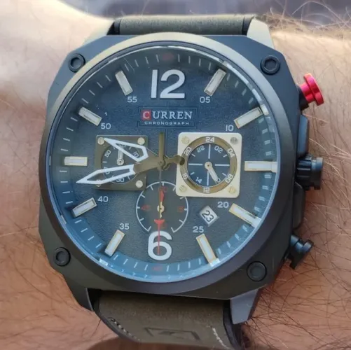 Relógio Curren Couro Fundo Azul