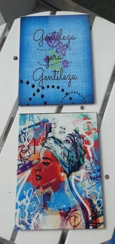 Quadro decorativo kit com 2 peças 26cm x 20cm placa decorativa de parede