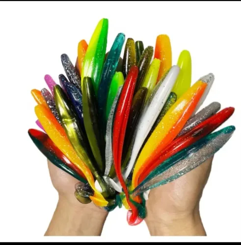 Iscas de pesca soft coloridas 5 unidades