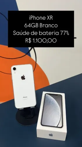 iPhone XR 64GB Branco Saúde de bateria 77% R$ 1.100,00 | Loja Fisica