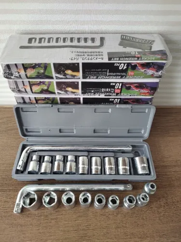 Kit Novo 10pç. Encaixe 1/2 Soquetes 8,10,11,12,13,14,17,19,21mm