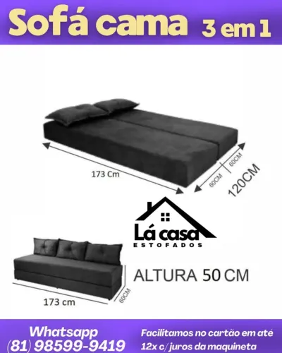 Sofá cama Bicama - Tripla funcionalidade