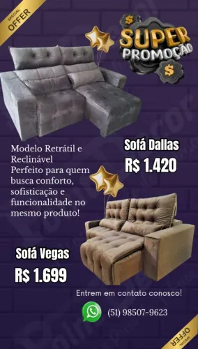 MEGA PROMOÇÃO!! Sofá Dallas e Vegas 