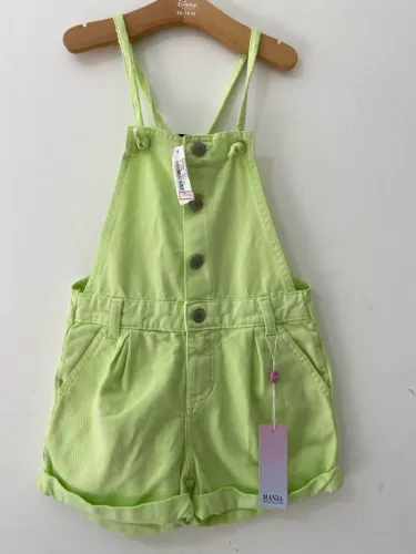 Macacão Infantil Jeans Verde Limão