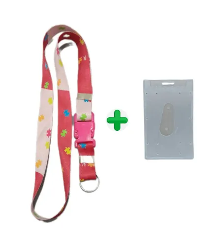Kit Identificador Rosa+ Porta Crachá - Autismo