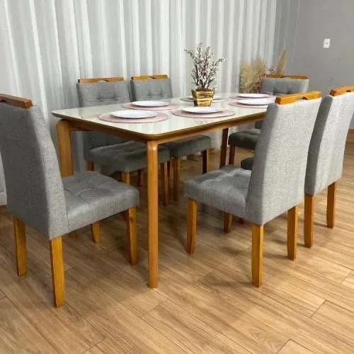 Mesa de Jantar Athenas 1.80×0.90 c/6 Cadeiras- Entrega Rápida