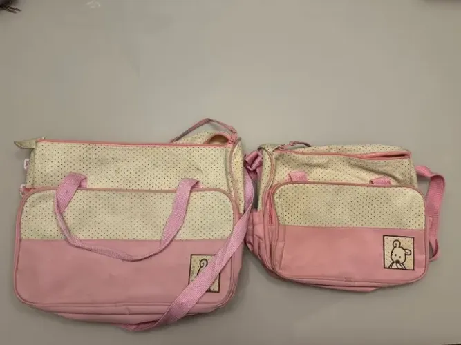 Conjunto de 2 bolsas de maternidade impermeável na cor rosa