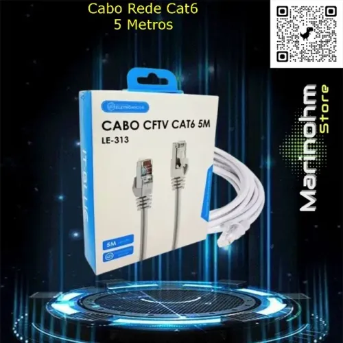 Cabo Rede 5 Metros Cat6 Internet Lan RJ-45