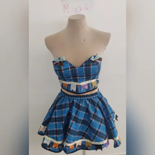 Conjunto Festa Junina Azul xadrez M/G