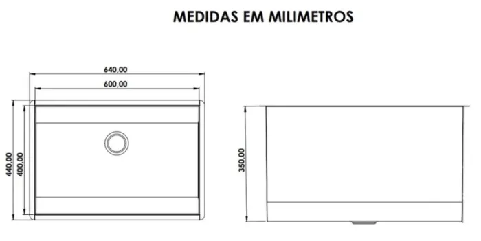 NOVO-Cuba pia tanque cozinha industrial aço inox 60X40X35cm