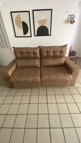 Sofá 2 lugares em tecido (cabe 3 lugares) em linho 10x sem juros cartão