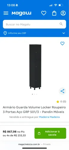 Roupeiro/armário guarda volumes PANDIN valor 40% menor que nas lojas  . (Preto/3 portas)