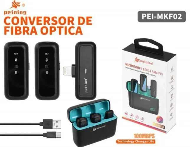 Microfone sem fio de 2,4 GHz para iPhone com capa de carregamento mini microfone