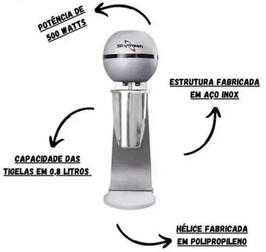 BMS-N - Batedor de Milk Shake Skymsen copo inox 1 haste 220V 