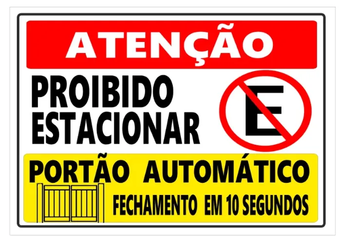 Placa de Sinalização Portão Automático 19x30