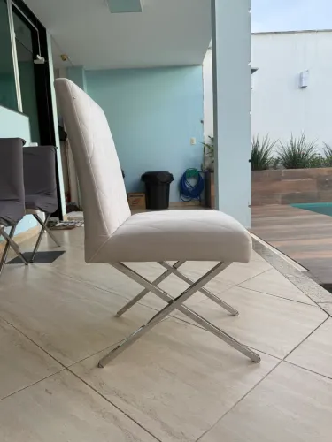 ? OPORTUNIDADE ? CONJUNTO COM 7 CADEIRAS EM VELUDO + PÉS EM INOX