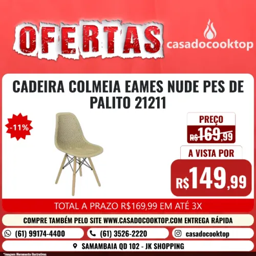 CADEIRA COLMEIA EAMES NUDE PES DE PALITO 21211