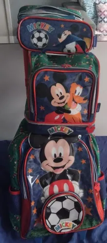 endo kit de mochila infantil escolar de rodinhas do Mickey