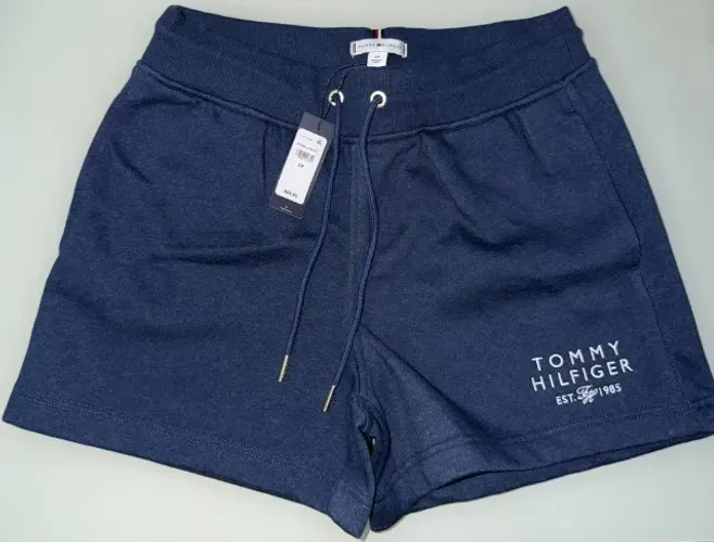Bermuda moletom feminina tommy hilfiger, tamanho P, cor azul.