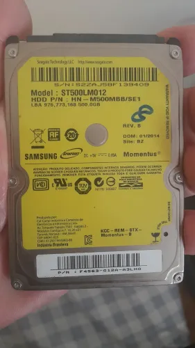 HD Samsung 500GB para Notebook Usado em bom estado.
