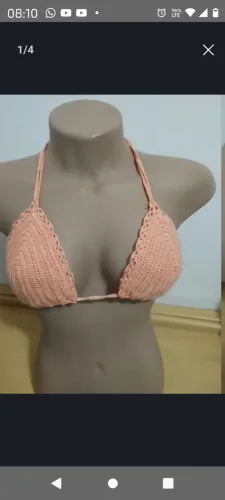 Top crochê salmão P