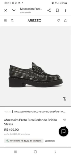 Mocassim Arezzo com Strass