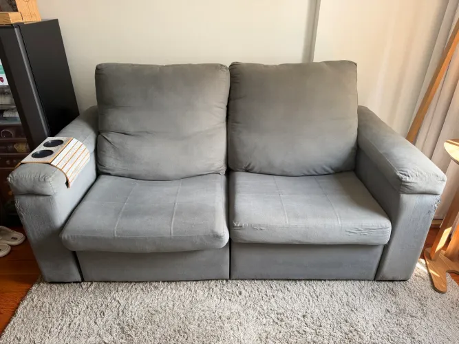 Sofá retrátil Cinza 205cm OPORTUNIDADE