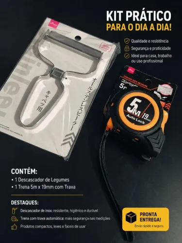 KIT NOVO- TRENA 5 METROS + DESCASCADOR DE LEGUMES EM AÇO INOX - 49,90