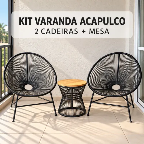 Kit Varanda com 2 Cadeiras e Mesa Ampulheta