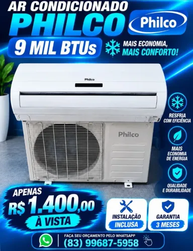 Ar condicionado philco 9k -instalação inclusa no valor 