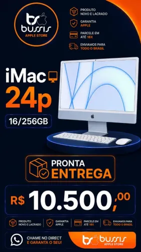 iMac 24" / 256GB / 16GB RAM / Silver / Pronta entrega / R$10.500,00 / Loja Física 