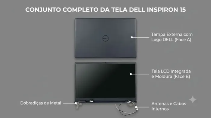 Conjunto Tela Completo Com Tampa E Dobradiças Dell Inspiron 3511