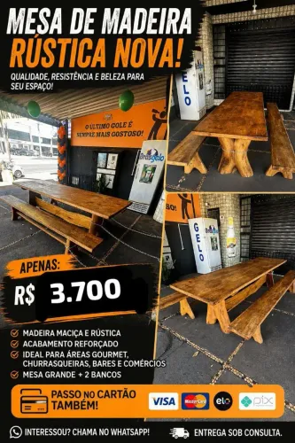 Mesa rústica madeira maciça