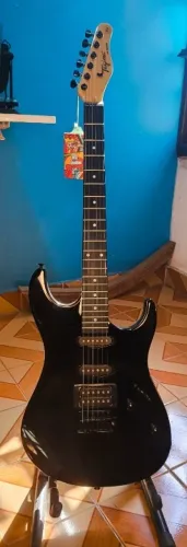 Guitarra Tagima TG 510 Black com Pedal, Bag, Base p Guitarra, Cabo Amplificador SantAngelo