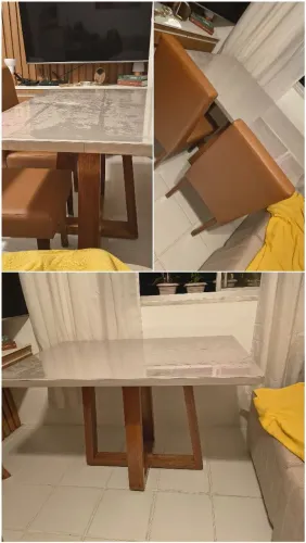 Vendo mesa de madeira com 4 cadeiras