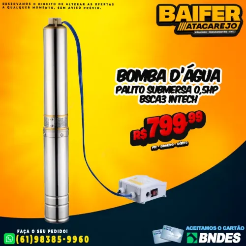Bomba Dágua Palito Submersa 0,5Hp Bsca3 Intech