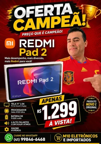 Tablet xiaomi redmi pad 2 256gb 8gb ram novo lacrado